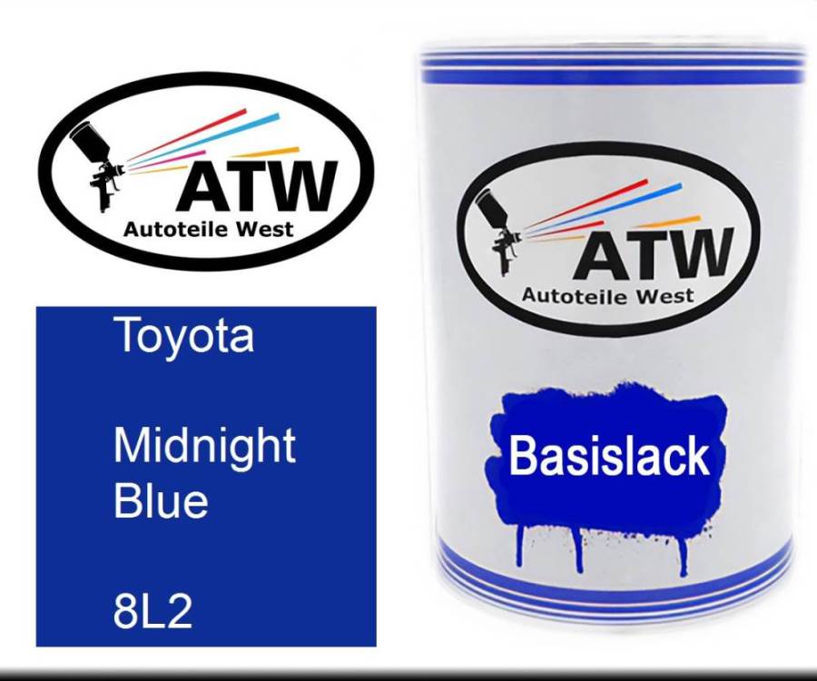 Toyota, Midnight Blue, 8L2: 500ml Lackdose, von ATW Autoteile West.